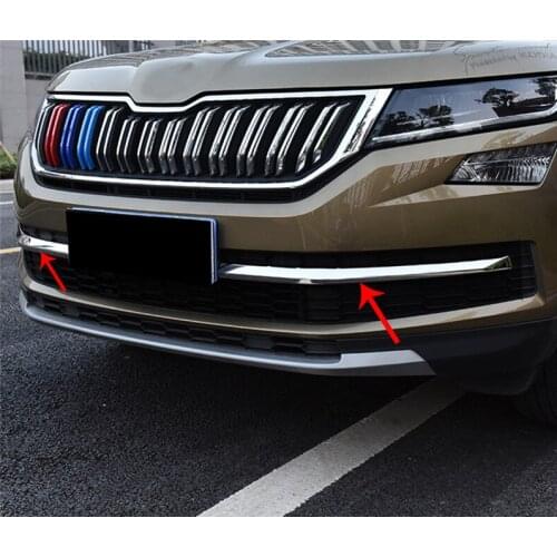For SKODA KODIAQ 2017 2018 2019 2020 2pcS Under front grille Decorative bright strip Trim Car Styling