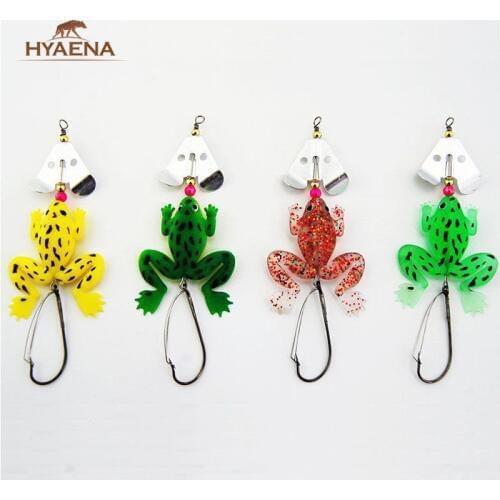 Hyaena 4pcs Soft Bait Fishing Lures Frogs Rubber Spinner Carp Artificial Baits Wobblers Pesca Fishing Tackle