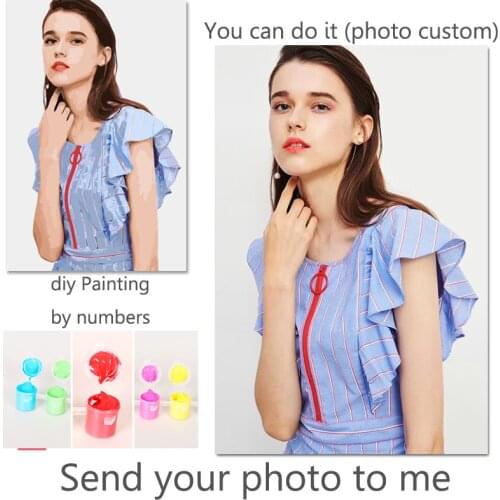 Painting by Numbers Custom Photo Hand Painted Canvas Oil Paintings Drawing Art Oil Printed Painting For Adults DIY Gift