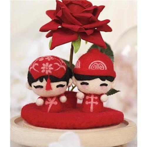 Chinese wedding wool needlepoint kit wool felt needle felting Decoration craft needlecraft DIY handmade