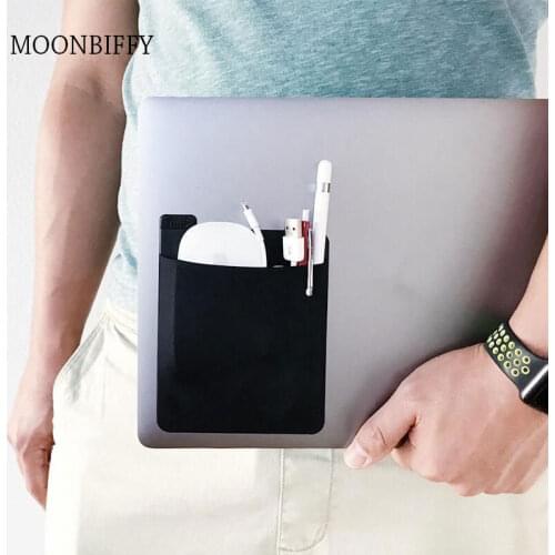 Adhesive Laptop Back Storage Bag Multi-Pocket Storage Bag Tablet Holder Storage Computer Tablet Accessories Storage Organizer