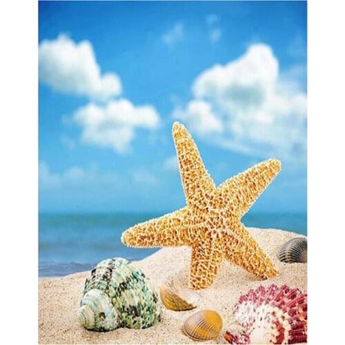 Full Square Round Beach Star Scenic Rhinestone Cross Stitch Embroidery Landscape Diamond Painting Bedroom Decor FC517