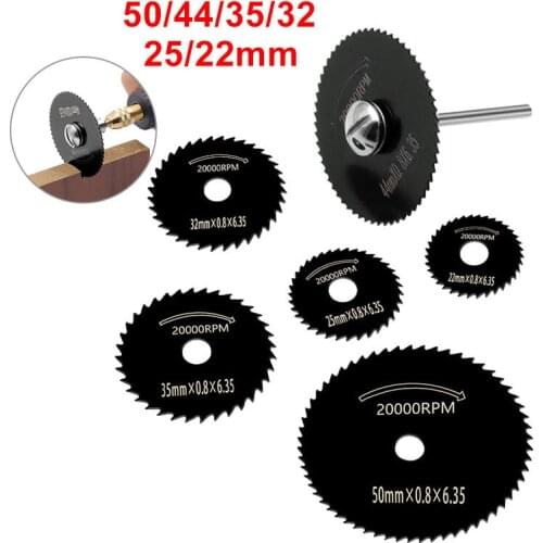 6/7Pcs Mini HSS Circular Saw Blade Rotary Tool For Dremel Metal Cutter Power Tool Wood Cutting Discs Drill Mandrel Cutoff 22-50