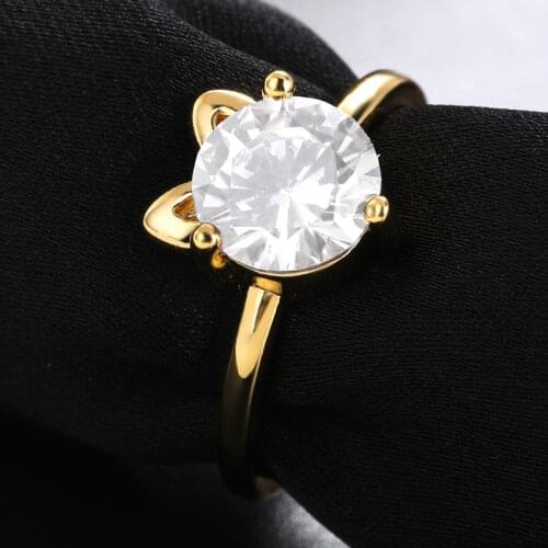 Fahion Stainless Steel Crystal Cute Animal Cat Rings For Women Girl Gold Color Calssic Charm Jewelry Wedding Couple Friend Gifts
