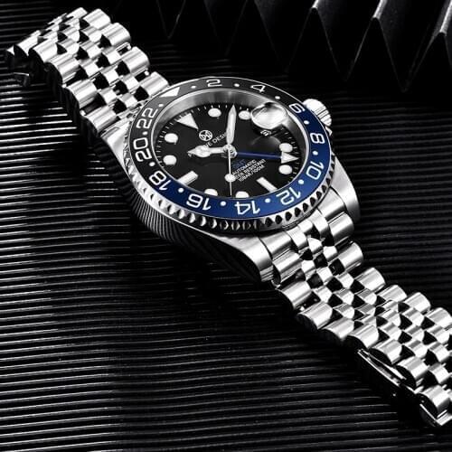 Relogio Masculino PAGRNE DESIGN GMT 40mm Mechanical Watches 100 Waterproof Mens Top Brand Stainless Steel Mens Automatic Watch