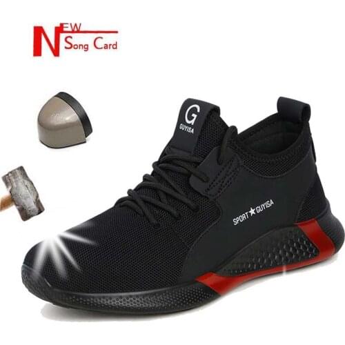 2020New song brand light fashion breathable safety shoes men summer work steel head anti puncture sneakers indestructible shoes