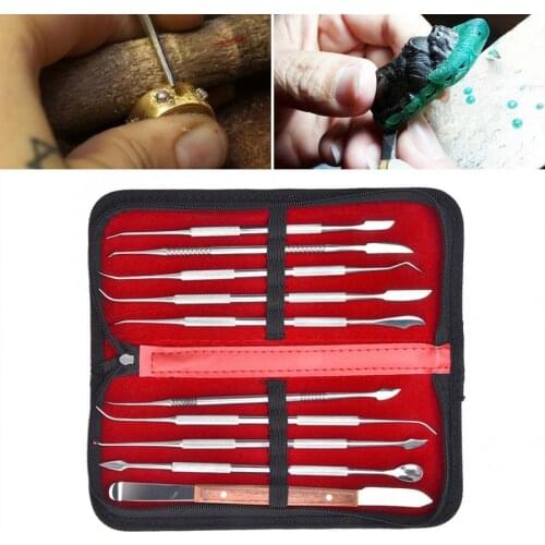 10pcs Wax Knife Kit Carvers Metal Clay Sculpture Blades Pottery Metal Carving Modeling Tools for DIY Jeweler Jewelry Making Tool