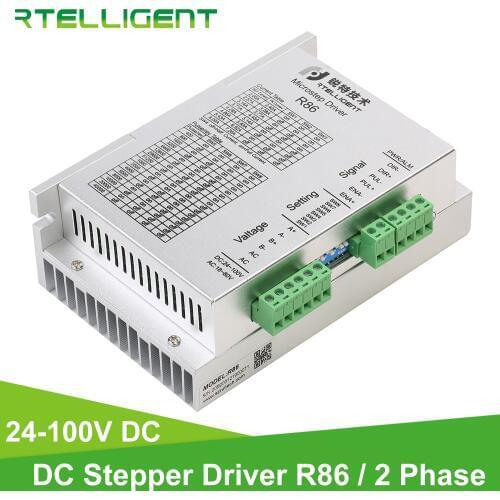 Rtelligent 2pcs Nema 34 Stepper Motor Driver R86 2.4A~7.2A and 4 sets Nema 23 Stepper Motor kit 3N.M 57A3 with Nema23 Driver R60