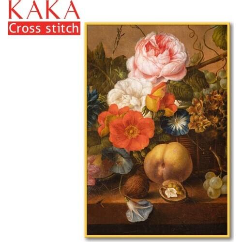 Cross stitch kits,Embroidery needlework sets with printed pattern,11CT-canvas for Home Decor Painting,Flowers Full NCKF309