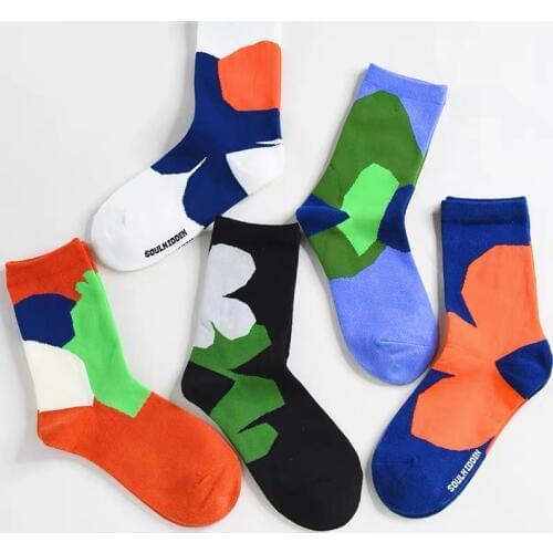 Unisex Socks Creative Retro Large Flower Pure Cotton Sport Socks Women Men Spring Summer Cartoon Cute Floral Trendy Art Sock