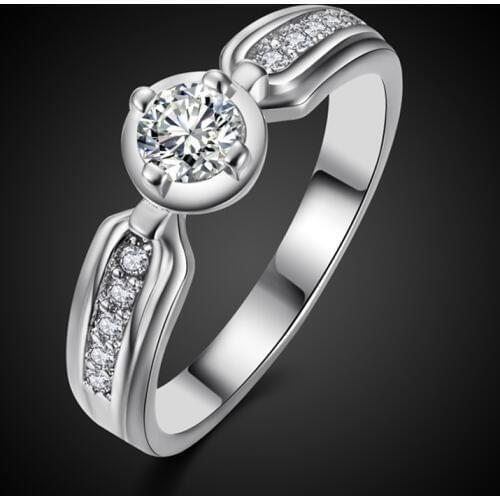 Charming Anillos Bijoux Geometric Crystal Wedding Engagement Ring Fashion Silver Bridal Finger Ring Jewelry Brand