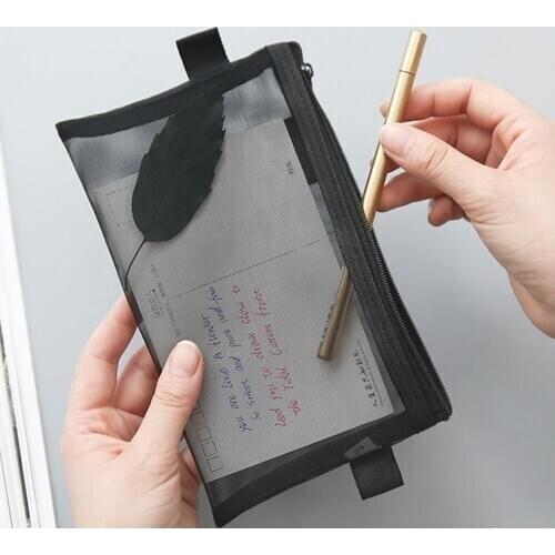 Kawaii Transparent Mesh Pencil Bag Pencil Case Nylon Stationery For Kids Girls Gift Office School Supplies Zipper Pencilcase