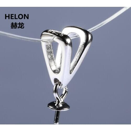 5PCS/LOT Wholesale 925 Sterling Silver Pendant 6-9mm Pearl or Round Bead Semi Mount Pendant Clasp White Gold Color Classic