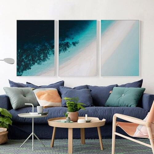 Travel Fashion Ocean Poster Aerial Beach Canvas Painting Photography Print Natural Modern Wall Picture For Living Room Decor