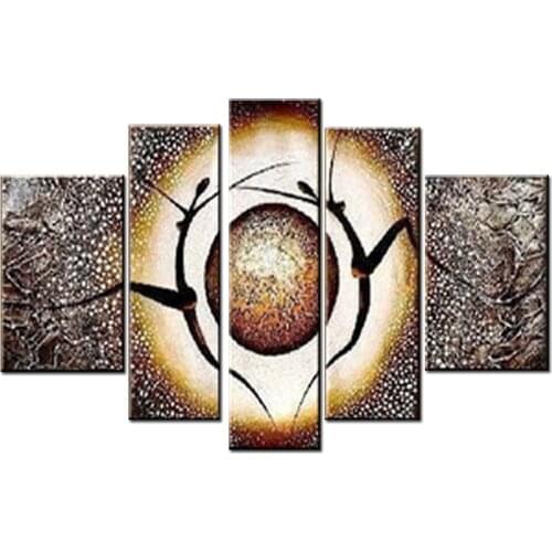 Hand-Painted Modern Home Decorative 5Pcs Canvas Art Texture Oil Painting for Living Room Decor Abstract Lover Dancer Painting
