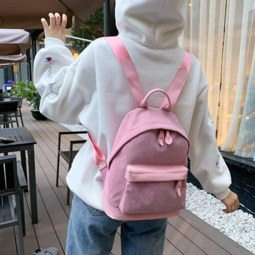 Chuwanglin Corduroy Small Women Backpack Fashion Cute Solid Color School Bag Teenager Girls Backpacks Mochilas Rucksacks 8261005