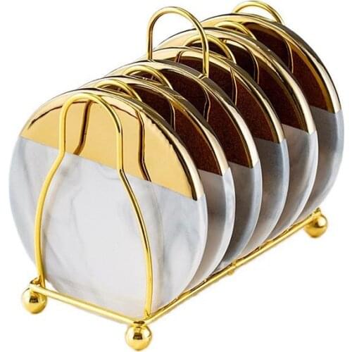 10 cm Light luxury 6 coasters with shelf set heat insulation pad non-slip pad for household use