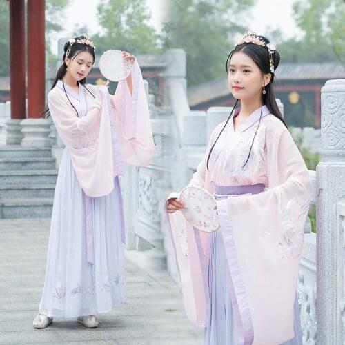 1set Chinese Traditional Costume Daily Woman Stage Performance Dance Dress Adult Hanfu Suit Cosplay Prop Women Girl Gift