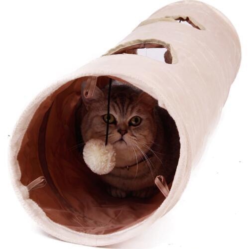 High Quality Pet Tunnel Long 120cm 2 Holes Cat Puppy Rabbit Teaser Funny Hide Tunnel Toys With Ball Collapsible Cat Tunnel