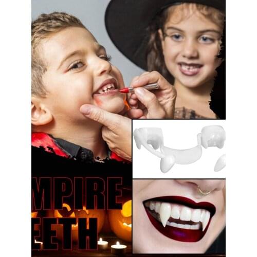 Halloween Decoration Vampire Teeth Retractable Zombie Teeth Safety Soft Silicone Vampire Fangs Horror Bloody Vampire Party Decor