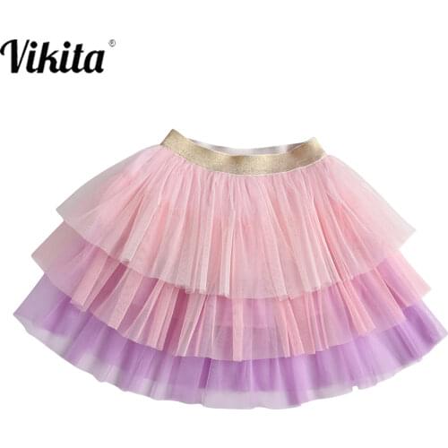 VIKITA Girls Tutu Cake Skirt Kids Dance Mini Skirt Girls Princess Ball Gown Kids Multilayer Tulle Skirts Children Clothing