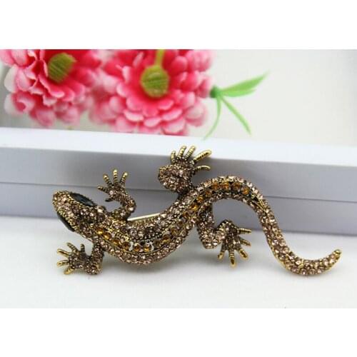 Available Rhinestone Lizard Brooches Vintage Animal Brooch Pin Full Rhinestone Inlay Suit Accessories Gift