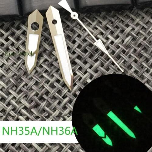 New Arrival Silver Watch Hands Spare Parts Fit For NH35 NH36 7s26 4r35 7009 Automatic Movement Green Lume Watch Replacements