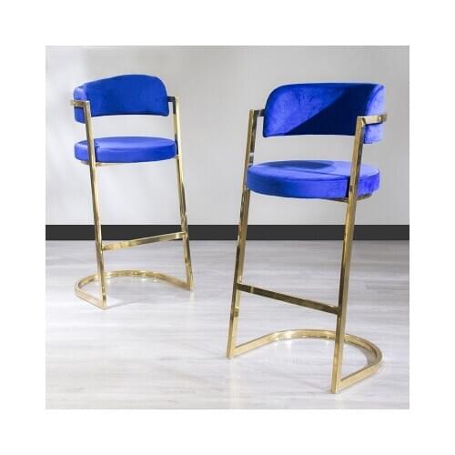 Chinafurniture high-quality stainless steel bar chair, high stool with armrests, lounge chair, light luxury coffee shop chair