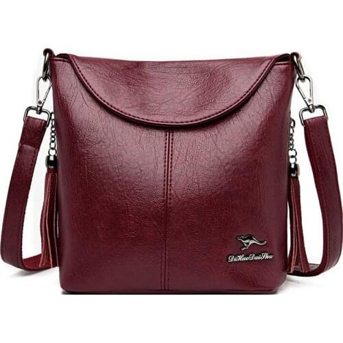 Women Leather Handbags High Quality Sac A Main Crossbody Bags For Women Leather Messenger Bags Vintage Leather Bucket Bag New