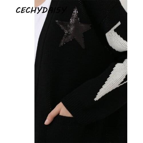 2021 Fashion Sweater Winter Cardigans Women Clothes Casual V-Neck Pocket Letters Knitted Outwear Coat Top Za Pull Femme vetement