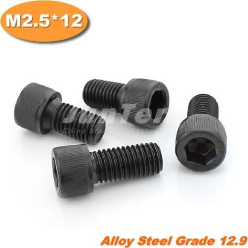 1000pcs/lot DIN912 M2.5*12 Grade12.9 Alloy Steel Hex Socket Head Cap Screw