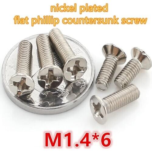 1000pcs m1.4*6 carbon steel with nickel plated phillip cross recessed head mini micro electronic screw machine screw