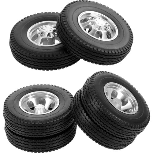 2pcs Mini Hub Wheel Rim Tires for Tamiya 1:14 Tractor Truck Car Model Spare Parts