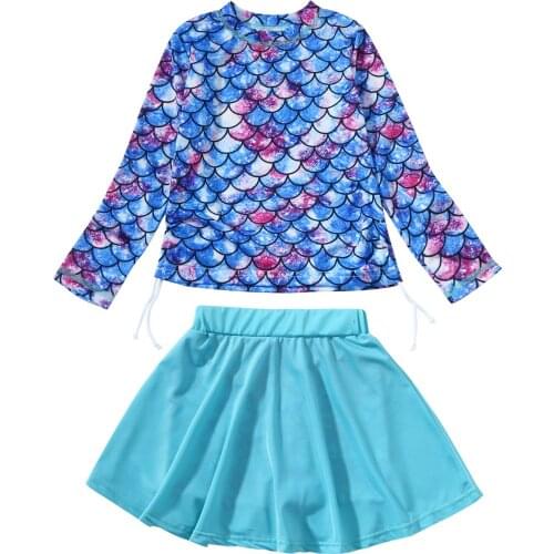 2021 Summer Swimwear Toddler Children Kids Baby Girls Mermaid Bathing Two-piece Suit Swimsuit Set Outfits Купальник Детский