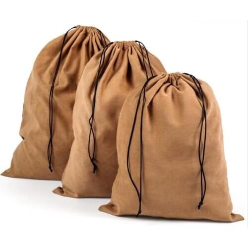 3pcs/lot 32x40cm, 40x50cm, 49x60cm Suede Travel Drawstring Organizer Bag Storage Bag Packing Christmas Jewelry Pouch Bags