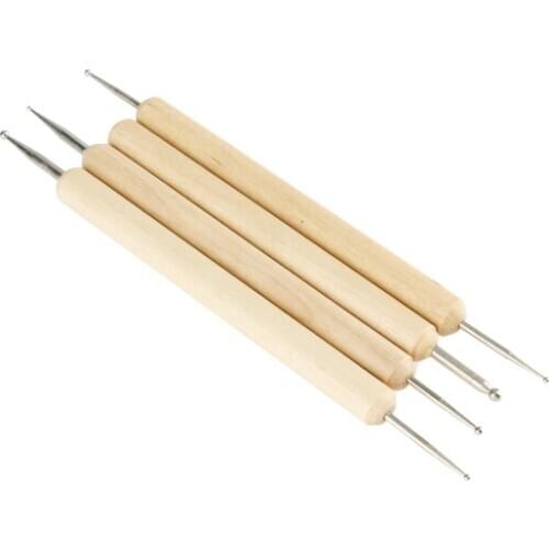 4pcs Clay Crafts Stylus Clay Doll Sculpting Tool Wooden Handle Polymer Clay Tools -15