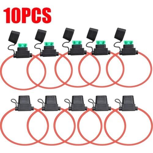 5pcs ATC/ATO Waterproof Bases Holder + 5pcs 30A Fuse Blades With 12AWG Wire For Car Boat Replacement Fuse Blade And Holder