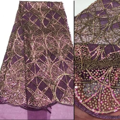 5yards/pc) Newest sequins mesh lace bling bling embroidered African French net lace fabric for party dress FSS445