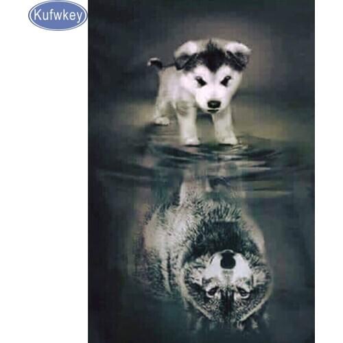 Animals 5D Diy Diamond Painting Full Square Dog Wolf Shadow Mosaic Pasted Embroidery Needlework Cross Stitch Diamond home decor