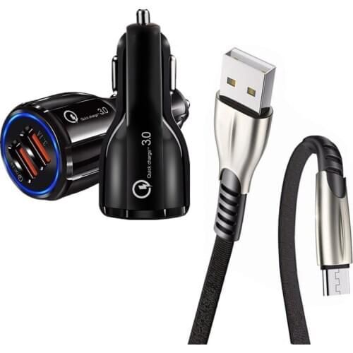 For Huawei P Smart 2019 Y9 Y7 Y6 Phone Fast Car charger Xiaomi POCO C3 Redmi 9C 9A 9AT 4X Note 4 5 6 Pro Micro USB Charge Cable