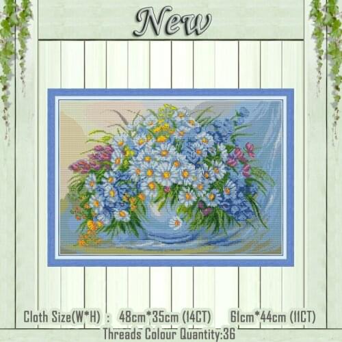 Daisy flowers home decor diy painting counted print on canvas DMC 11CT 14CT kits Chinese Cross Stitch embroidery needlework Sets