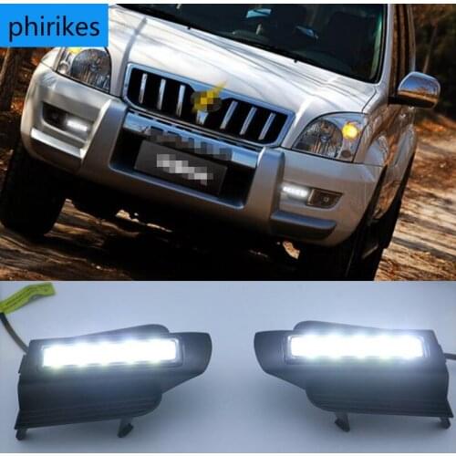 2pcs LED DRL For Toyota Land Cruiser Prado 120 GRJ120 TRJ120 FJ120 LC120 2002~2010 Daytime Running Light Fog Lamp Original Esuse