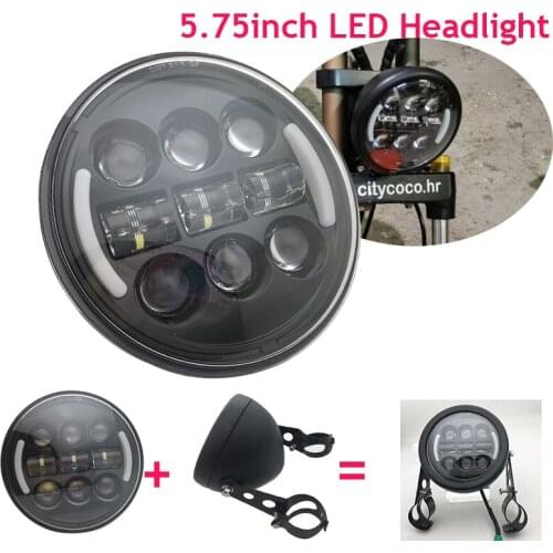 5-3/4Inch Halo DRL 5.75 LED Motorcycle Headlight With Bucket Bracket For Kawasaki Cafe Racer Cruiser Honda Shadow 750 Rebel 500