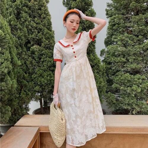 French jacquard both sides wear first love dress retro dress female summer dress 2021 new gentle and sweet fairy