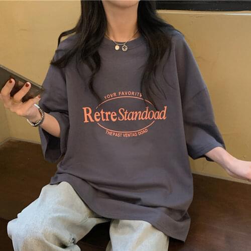 2021 Cotton T-shirt Women Summer Fashion Short Sleeve Harajuku Top Girls Student Tees Casual Loose Basic Tshirt Streetwear PD094