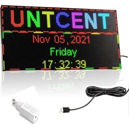 LED Sign Board P3 WiFi 38.7*19.6CM RGB, Programmable Multiple Styles Message LED Display Board with SMD for Store with AC Plug