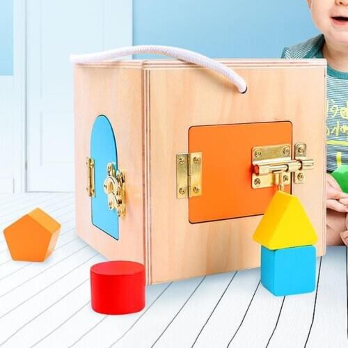 Montessori Lock Box Toy Preschool Kids Early Educational Puzzle Toy 4 Different Locks