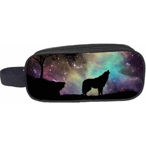 Cool Howling Wolf Print Cosmetic Cases Pencil Bag Teenager Boys Stationary Bag Kids Pencil Box Children School Case Makeup Bags