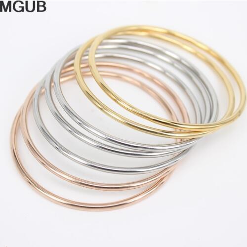 MGUB 7pcs Classic three-color one-seven ring bracelet spring and summer stainless steel hollow tube women bracelet LH233
