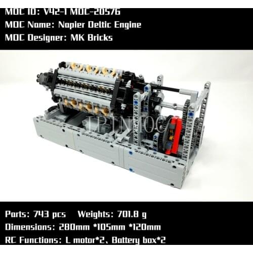 MOC-20576 Napier Deltic Engine by MK Bricks Science and Technology Building Block Accessories Scientific inventions
